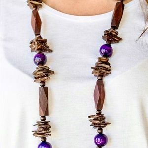 🥥 Cozumel Mexico Boho Purple round wooden mixed with mismatched distressed bead
